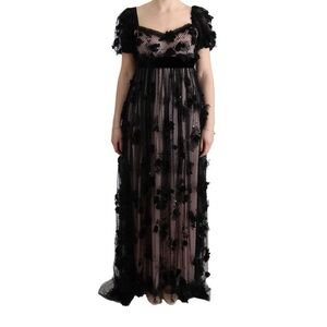 Elegant Black Floral Women's Dress